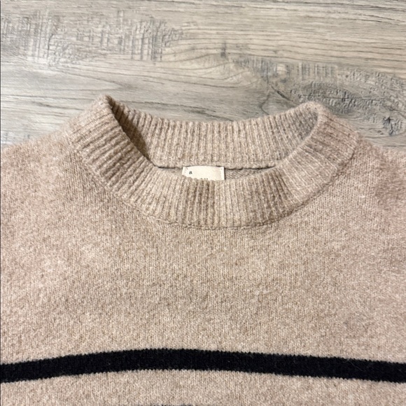 Striped Tan and Black Sweater - Picture 3 of 4